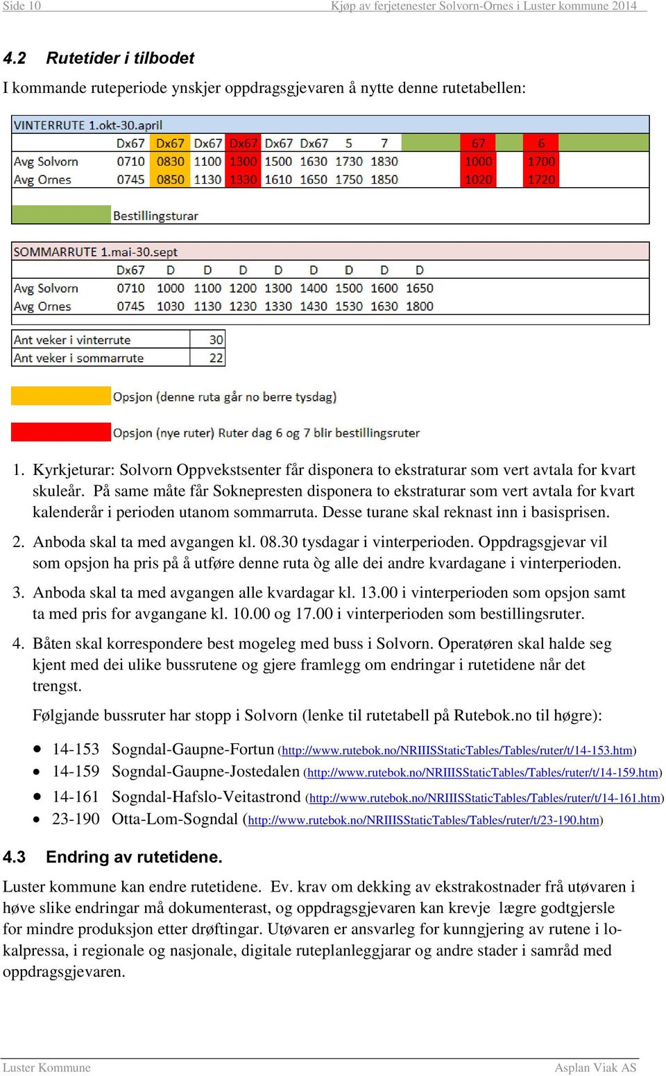 På same måte får Soknepresten disponera to ekstraturar som vert avtala for kvart kalenderår i perioden utanom sommarruta. Desse turane skal reknast inn i basisprisen. 2.