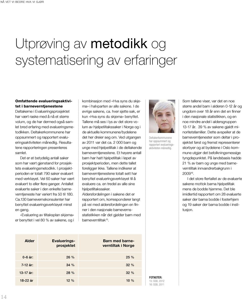 Resultatene rapporteringen presenteres samlet. Det er et betydelig antall saker som har vært gjenstand for prosjektets evalueringsmetodikk.