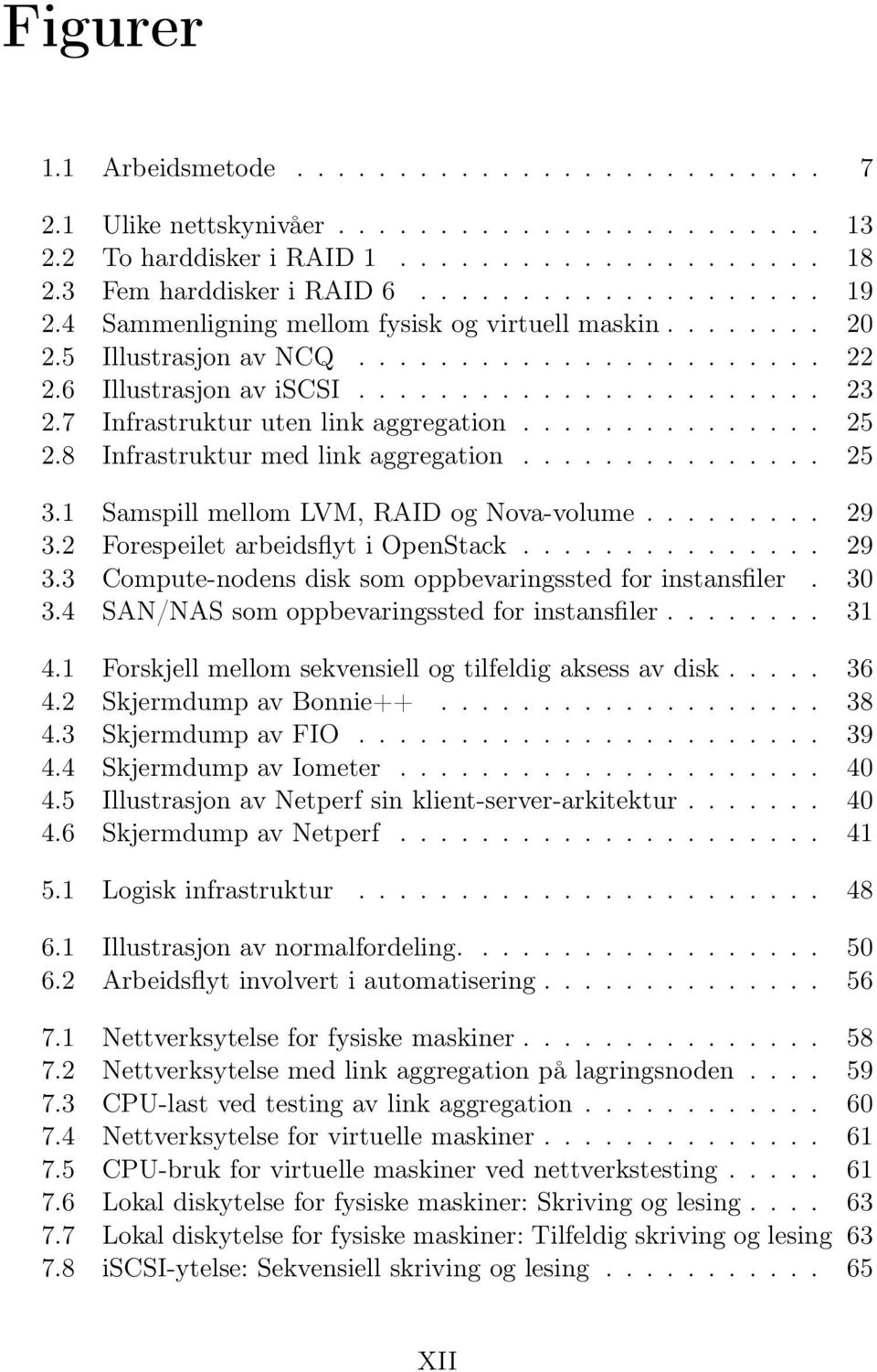 7 Infrastruktur uten link aggregation............... 25 2.8 Infrastruktur med link aggregation............... 25 3.1 Samspill mellom LVM, RAID og Nova-volume......... 29 3.