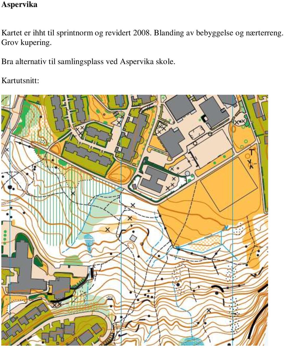 Blanding av bebyggelse og nærterreng.