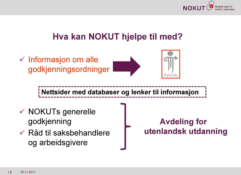 databaser og lenker til informasjon NOKUTs generelle