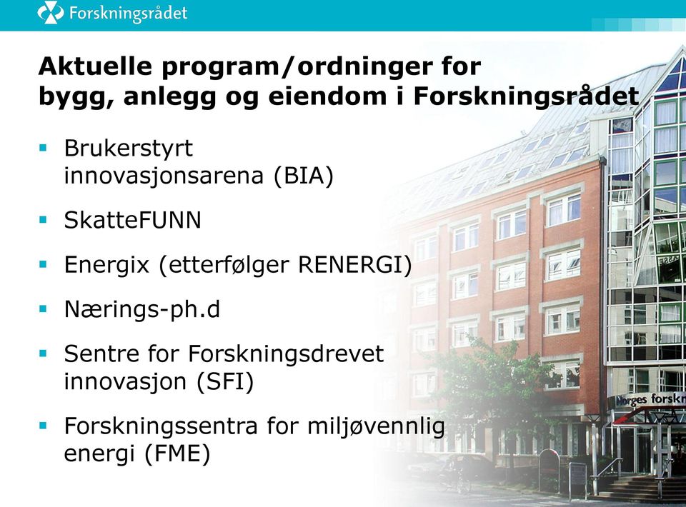 Energix (etterfølger RENERGI) Nærings-ph.