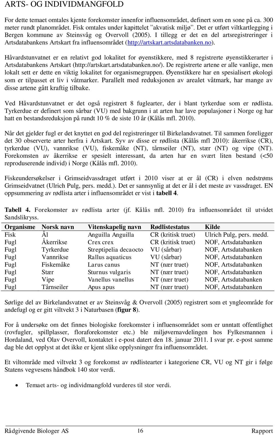 artsdatabanken.no). Håvardstunvatnet er en relativt god lokalitet for øyenstikkere, med 8 registrerte øyenstikkerarter i Artsdatabankens Artskart (http://artskart.artsdatabanken.no/).