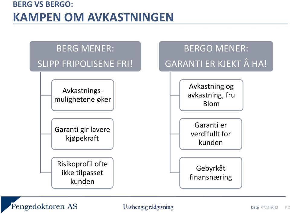 Avkastningsmulighetene øker Avkastning og avkastning, fru Blom Garanti