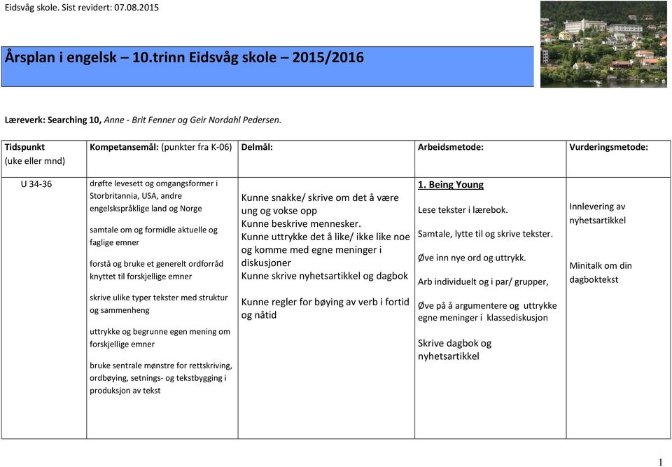 aktuelle og faglige emner forstå og bruke et generelt ordforråd knyttet til forskjellige emner Kunne snakke/ skrive om det å være ung og vokse opp Kunne beskrive mennesker.