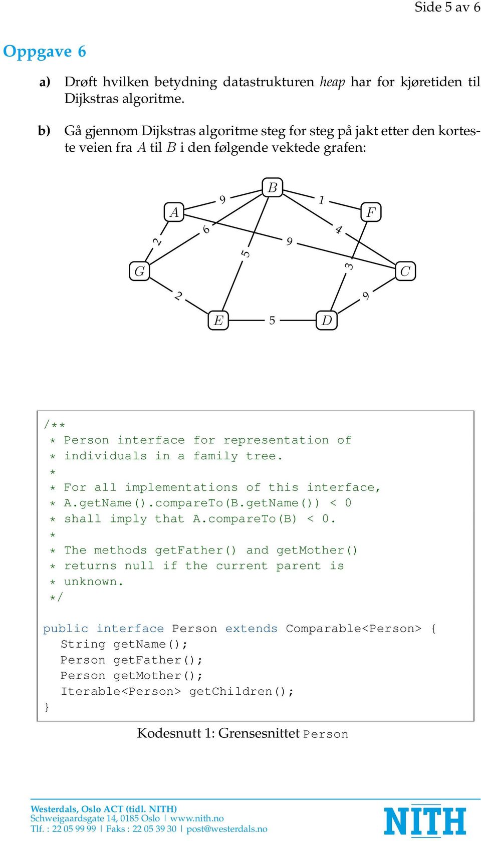 representation of * individuals in a family tree. * * For all implementations of this interface, * A.getName().compareTo(B.getName()) < 0 * shall imply that A.compareTo(B) < 0.