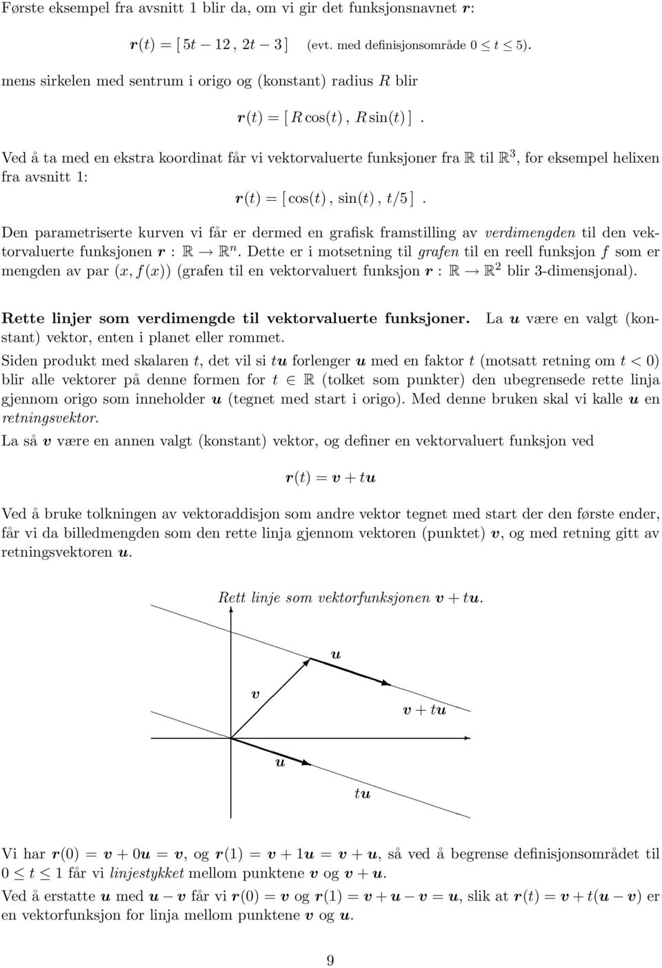 Ved å ta med en ekstra koordinat får vi vektorvaluerte funksjoner fra R til R 3, for eksempel helixen fra avsnitt : r(t) =[cos(t), sin(t),t/5].