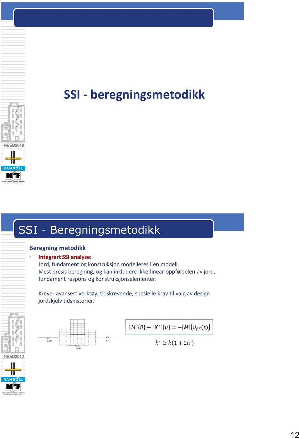 Mest presis beregning, og kan inkludere ikke-linear oppførselen av jord, fundament respons