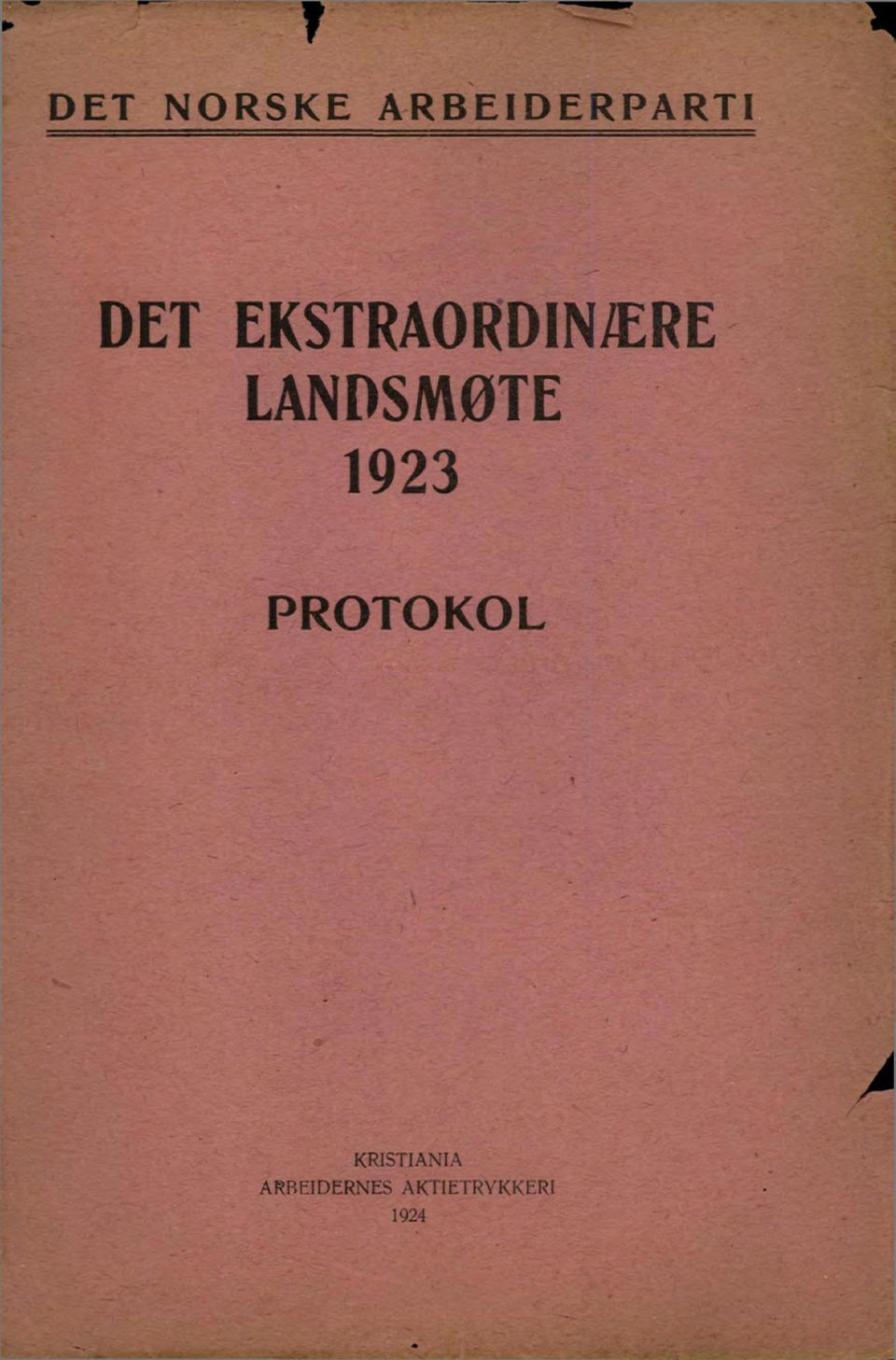 LANDSMØTE 1923 PROTOKOL