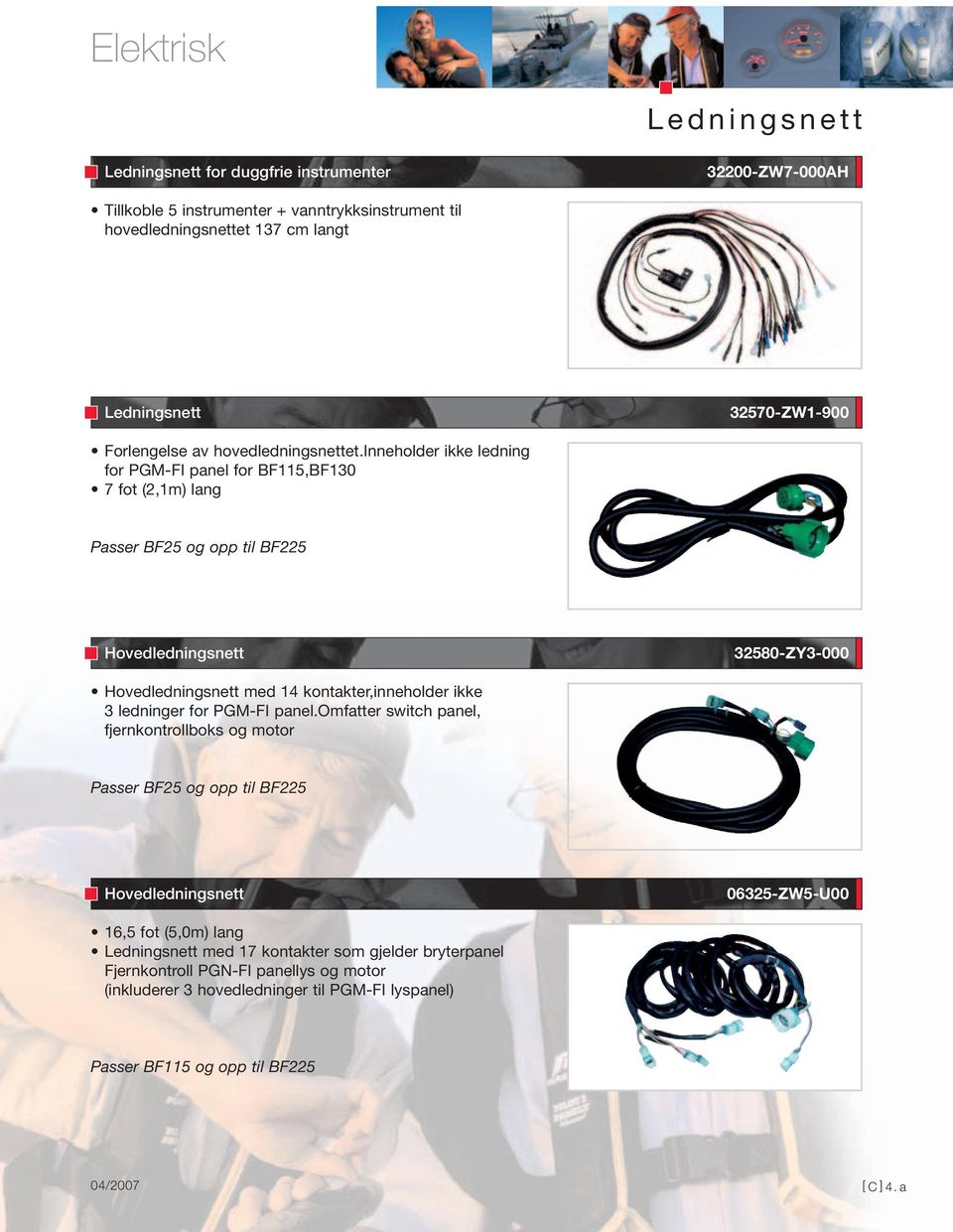 inneholder ikke ledning for PGM-FI panel for BF115,BF130 7 fot (2,1m) lang Passer BF25 og opp til BF225 Hovedledningsnett 32580-ZY3-000 Hovedledningsnett med 14