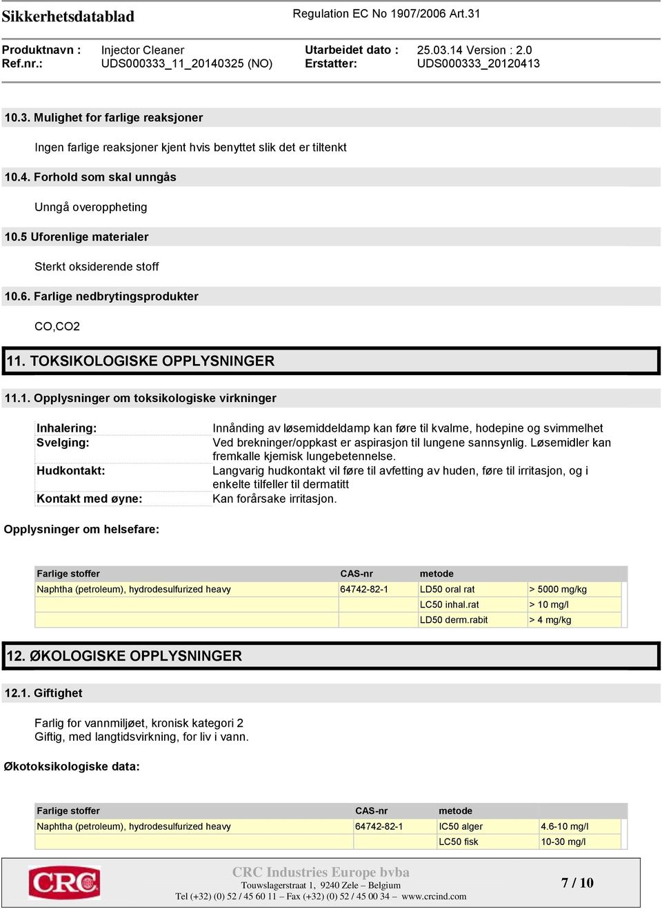 .6. Farlige nedbrytingsprodukter CO,CO2 11