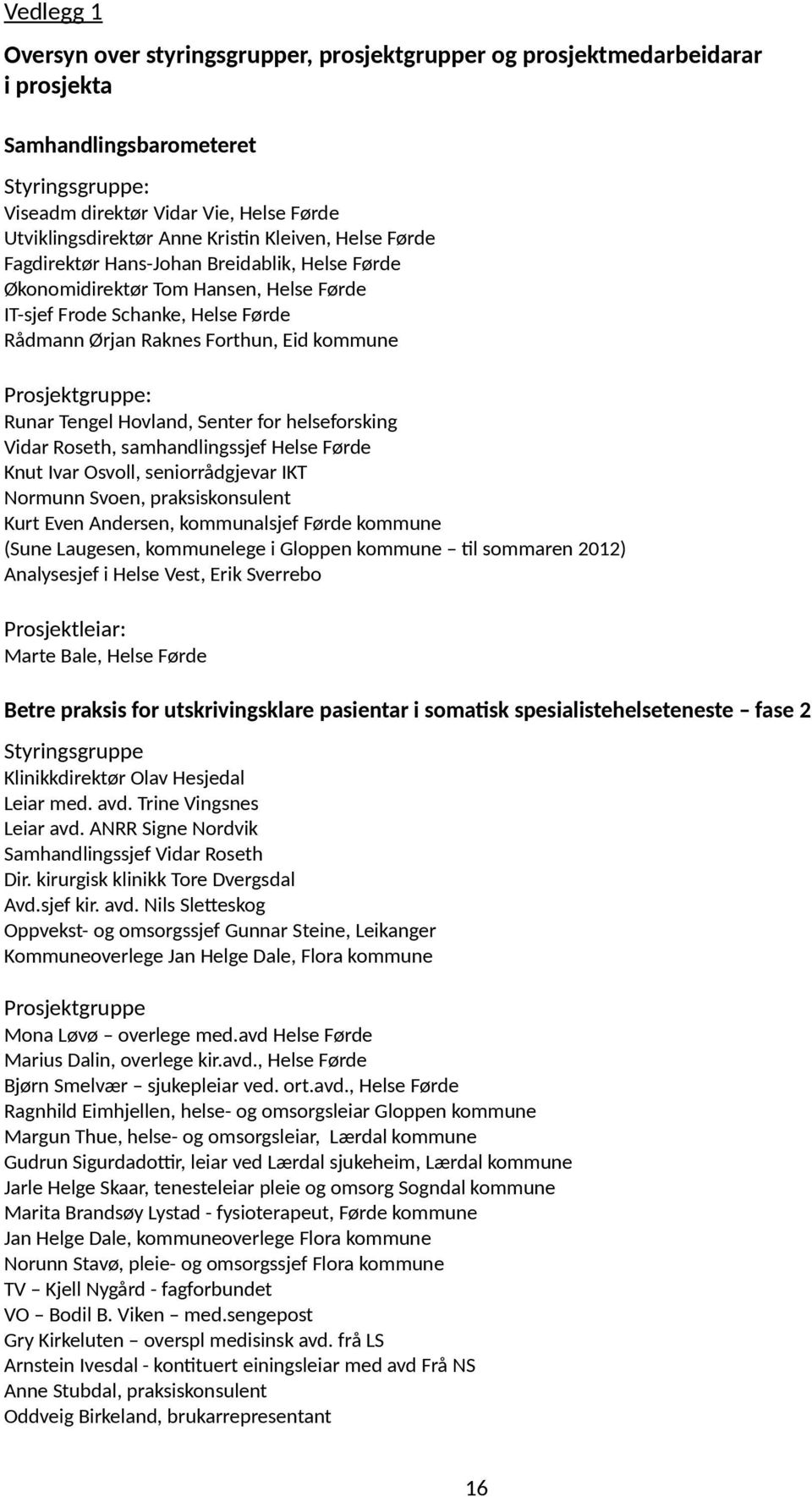 Senter for helseforsking Vidar Roseth, samhandlingssjef Helse Førde Knut Ivar Osvoll, seniorrådgjevar IKT Normunn Svoen, praksiskonsulent Kurt Even Andersen, kommunalsjef Førde kommune (Sune