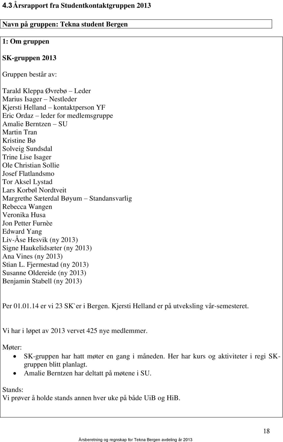 Nordtveit Margrethe Sæterdal Bøyum Standansvarlig Rebecca Wangen Veronika Husa Jon Petter Furnèe Edward Yang Liv-Åse Hesvik (ny 2013) Signe Haukelidsæter (ny 2013) Ana Vines (ny 2013) Stian L.