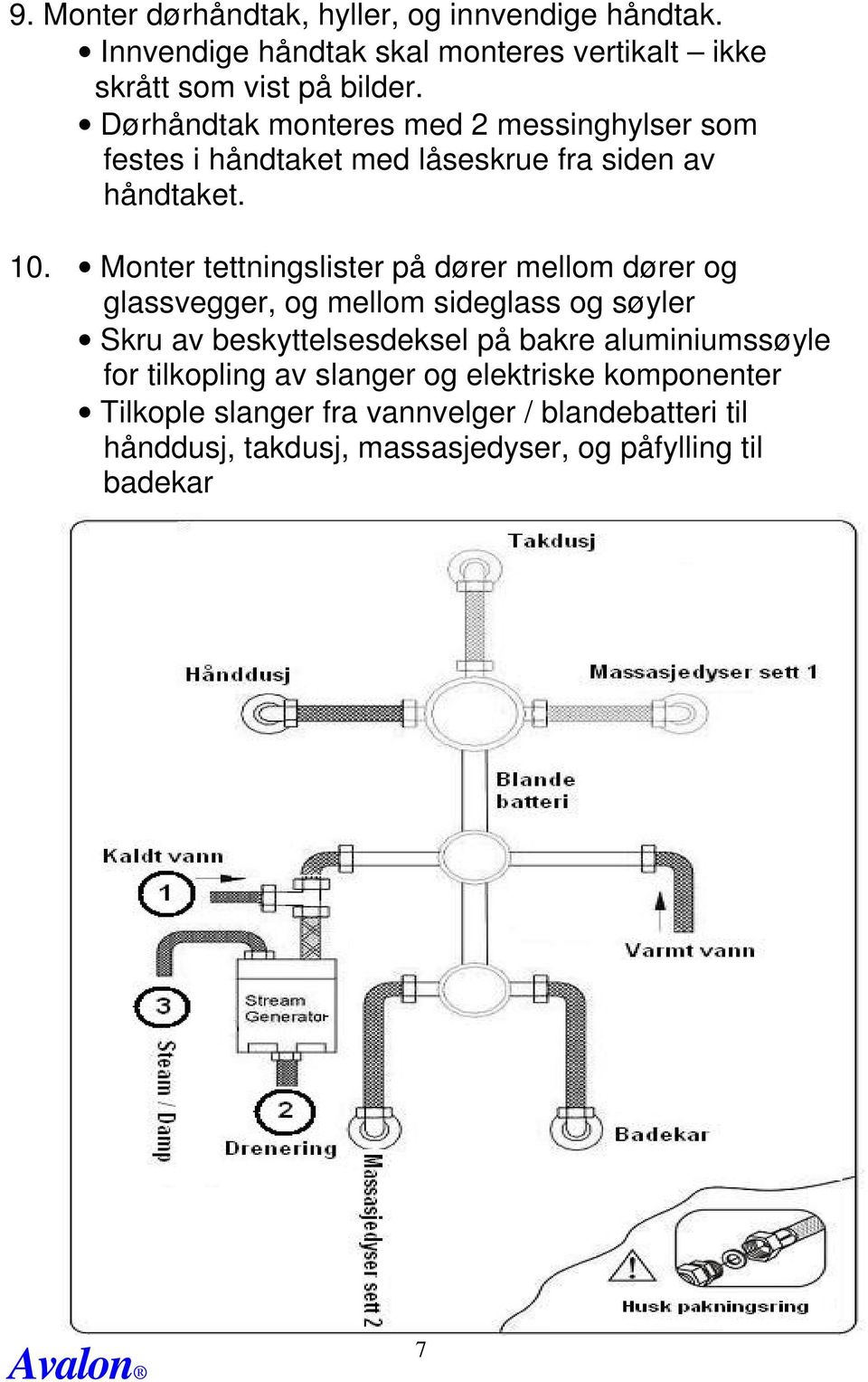 Monter tettningslister på dører mellom dører og glassvegger, og mellom sideglass og søyler Skru av beskyttelsesdeksel på bakre