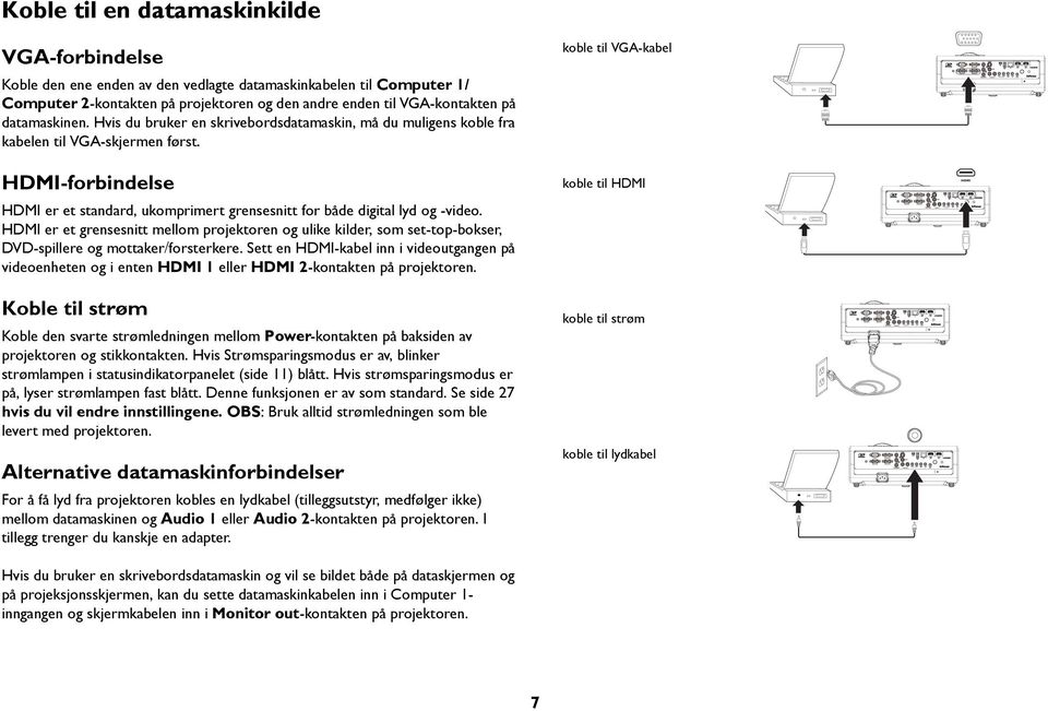 HDMI-forbindelse HDMI er et standard, ukomprimert grensesnitt for både digital lyd og -video.