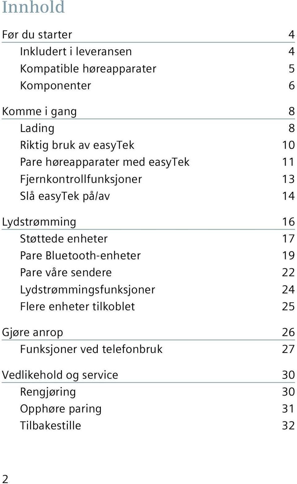 16 Støttede enheter 17 Pare Bluetooth-enheter 19 Pare våre sendere 22 Lydstrømmingsfunksjoner 24 Flere enheter tilkoblet