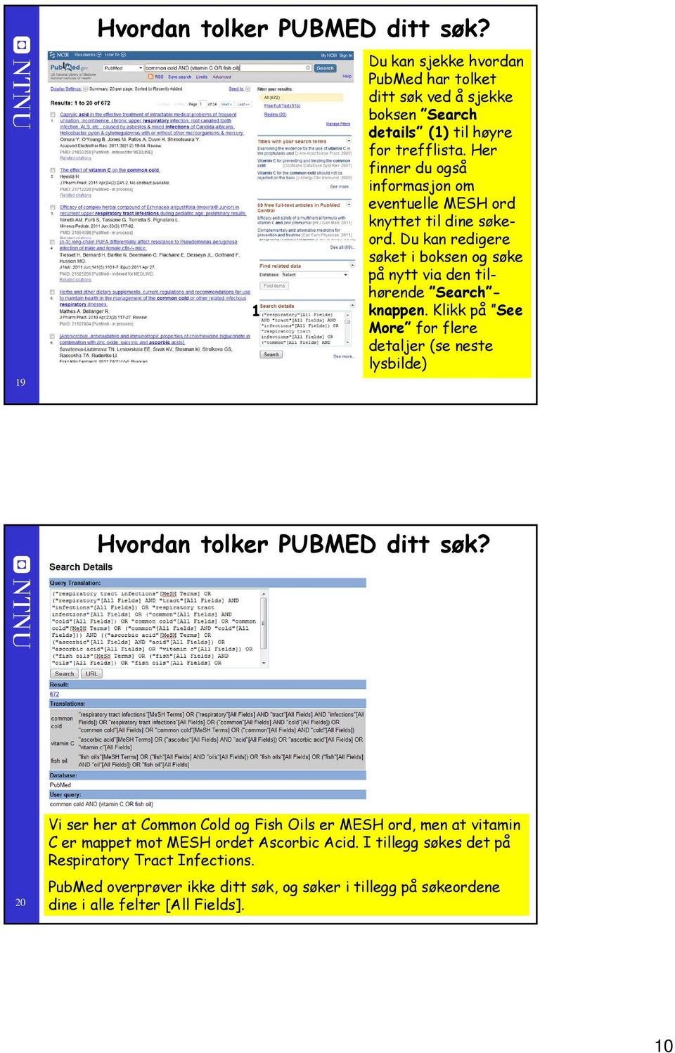 Klikk på See More for flere detaljer (se neste lysbilde) Hvordan tolker PUBMED ditt søk?