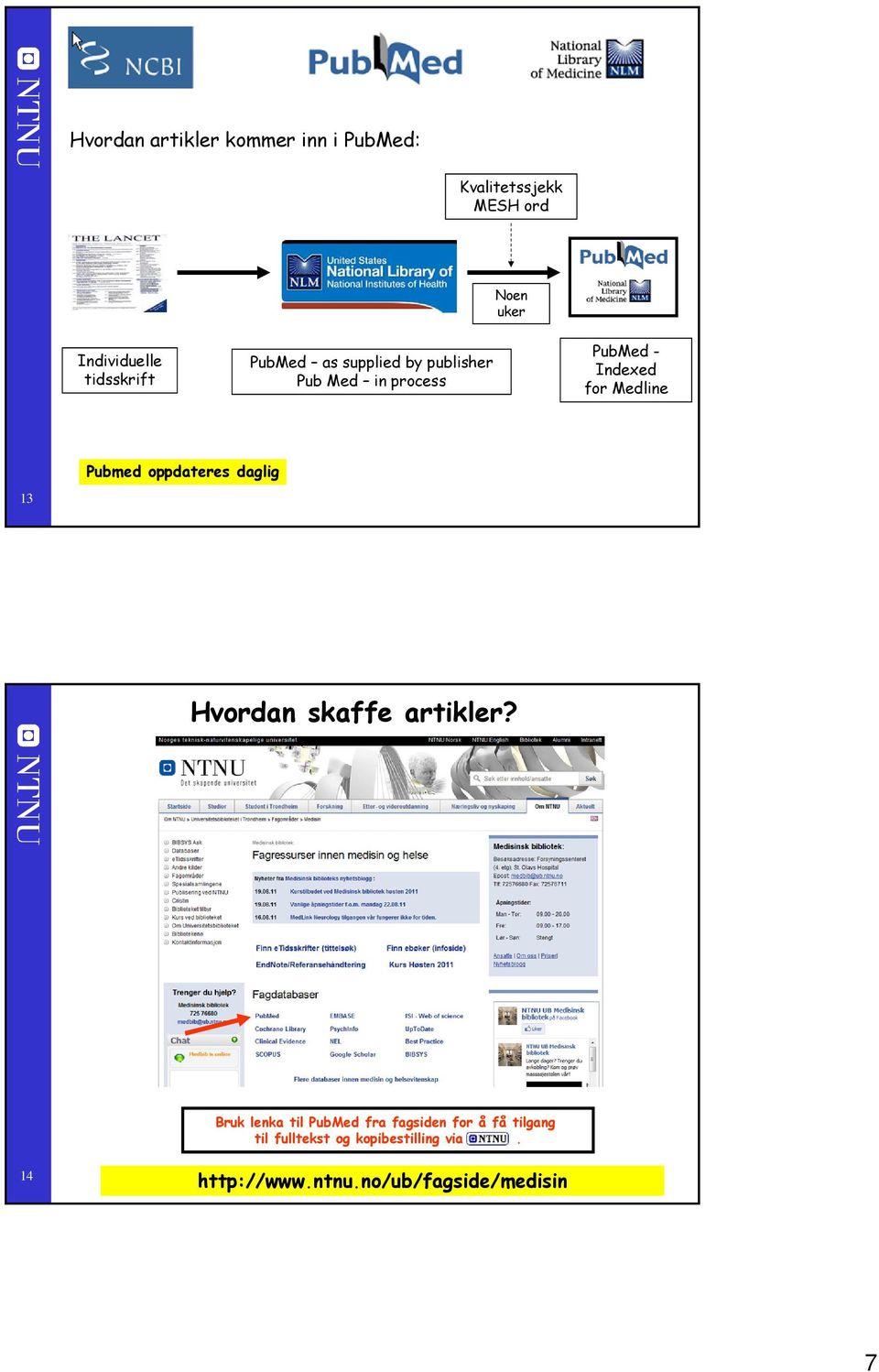 Medline 3 Pubmed oppdateres daglig Hvordan skaffe artikler?