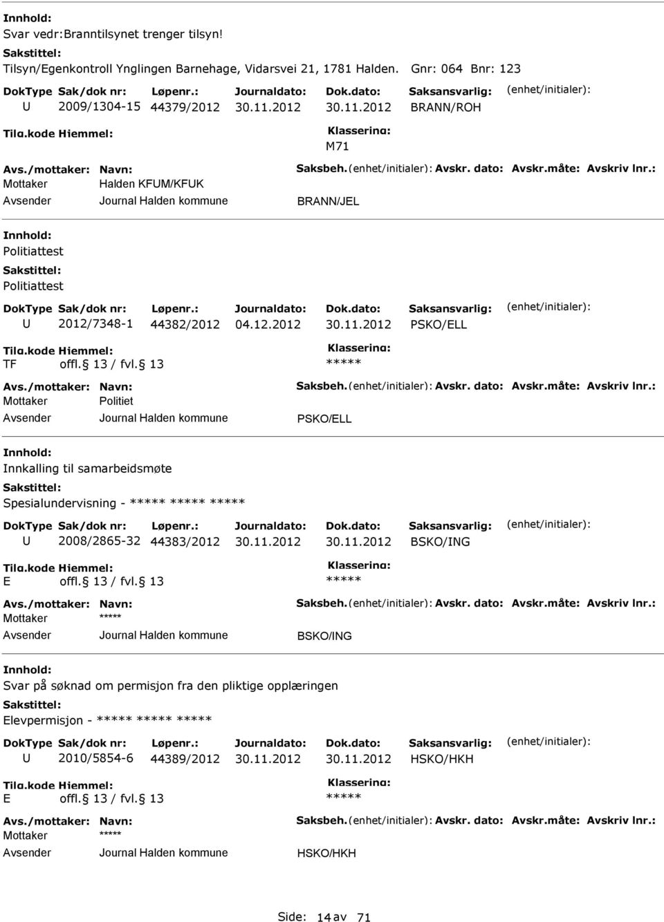 44382/2012 PSKO/LL TF Politiet PSKO/LL Innkalling til samarbeidsmøte Spesialundervisning - 2008/2865-32 44383/2012