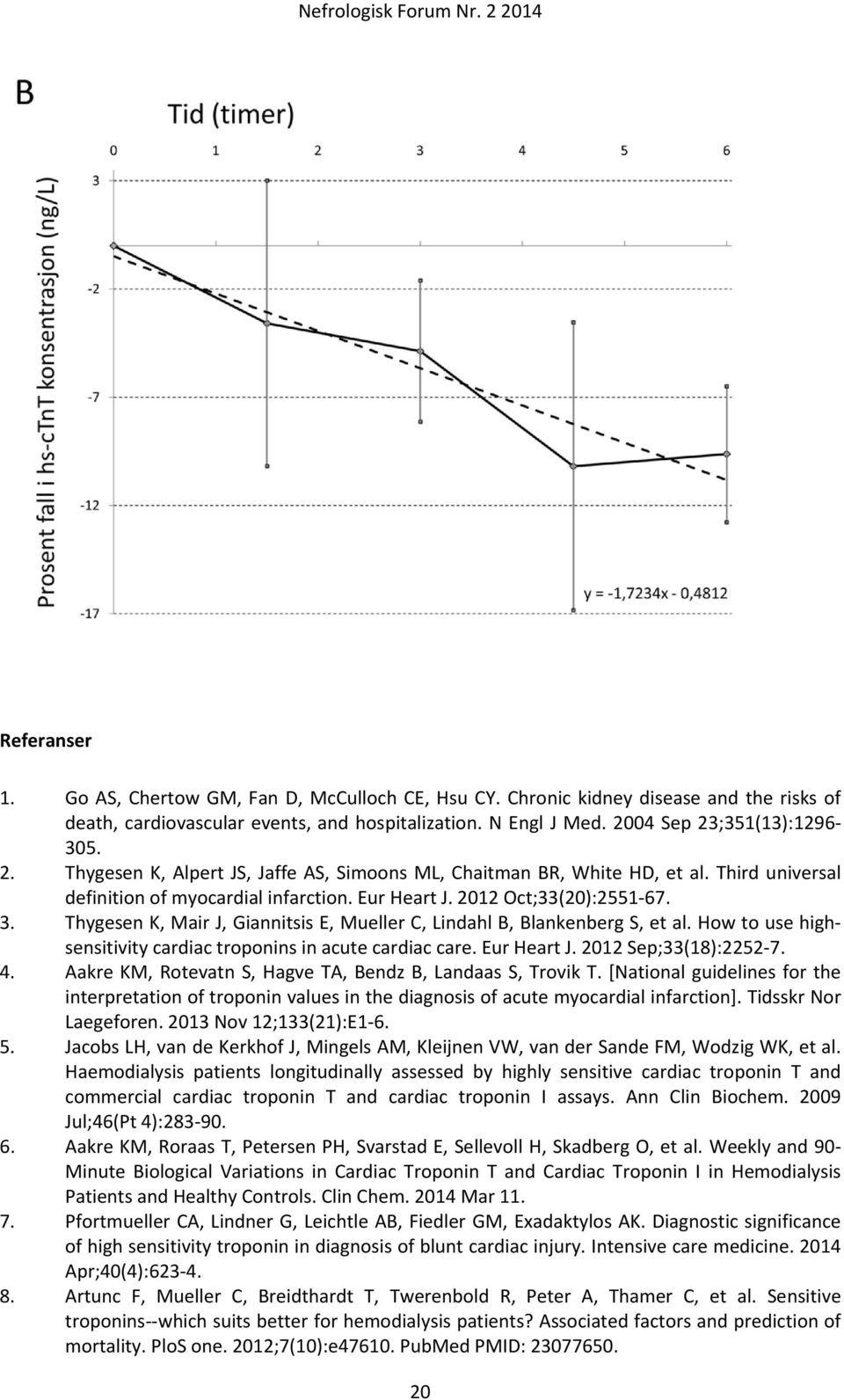 How to use highsensitivity cardiac troponins in acute cardiac care. Eur Heart J. 2012 Sep;33(18):2252 7. 4. Aakre KM, Rotevatn S, Hagve TA, Bendz B, Landaas S, Trovik T.