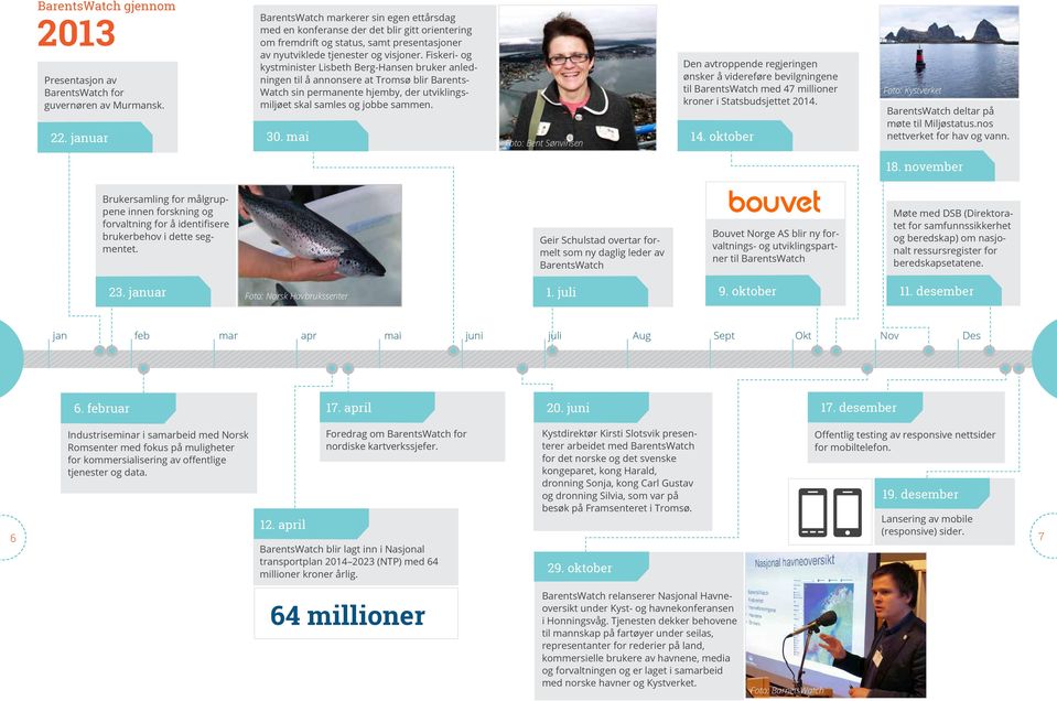 Fiskeri- og kystminister Lisbeth Berg-Hansen bruker anledningen til å annonsere at Tromsø blir Barents- Watch sin permanente hjemby, der utviklingsmiljøet skal samles og jobbe sammen. 30.
