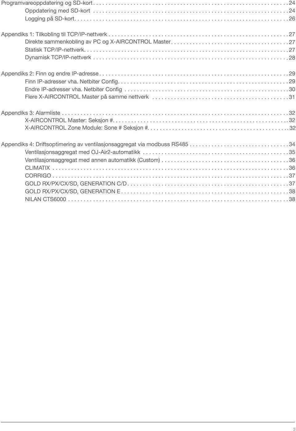 .. 31 Appendiks 3: Alarmliste... 32 X-AIRCONTROL Master: Seksjon #.... 32 X-AIRCONTROL Zone Module: Sone # Seksjon #.... 32 Appendiks 4: Driftsoptimering av ventilasjonsaggregat via modbuss RS485.