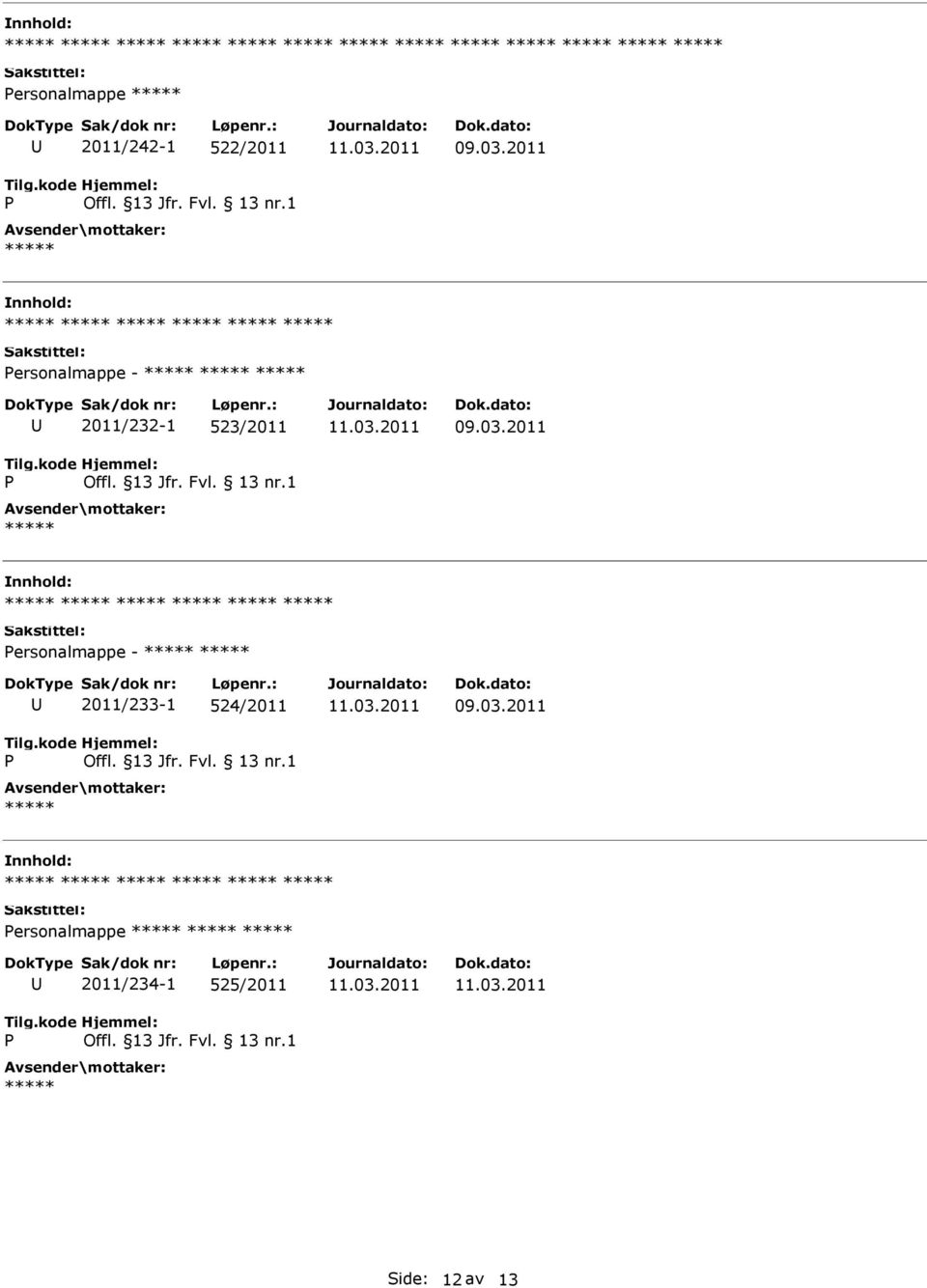 ersonalmappe - 2011/233-1 524/2011