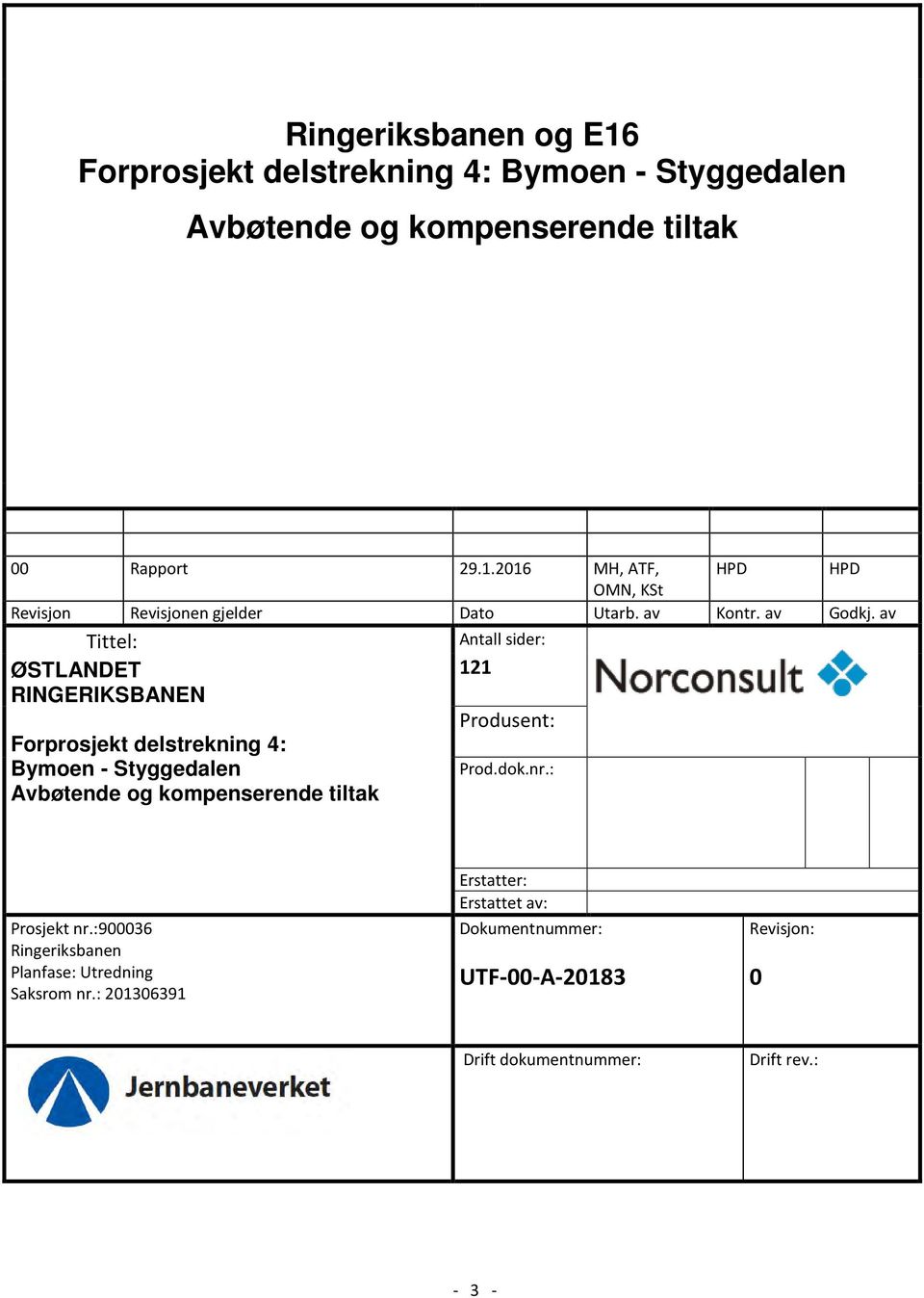 av Tittel: ØSTLANDET RINGERIKSBANEN Forprosjekt delstrekning 4: Bymoen - Styggedalen Antall sider: 121