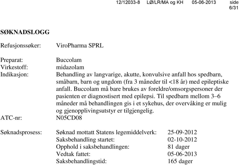 Buccolam må bare brukes av foreldre/omsorgspersoner der pasienten er diagnostisert med epilepsi.