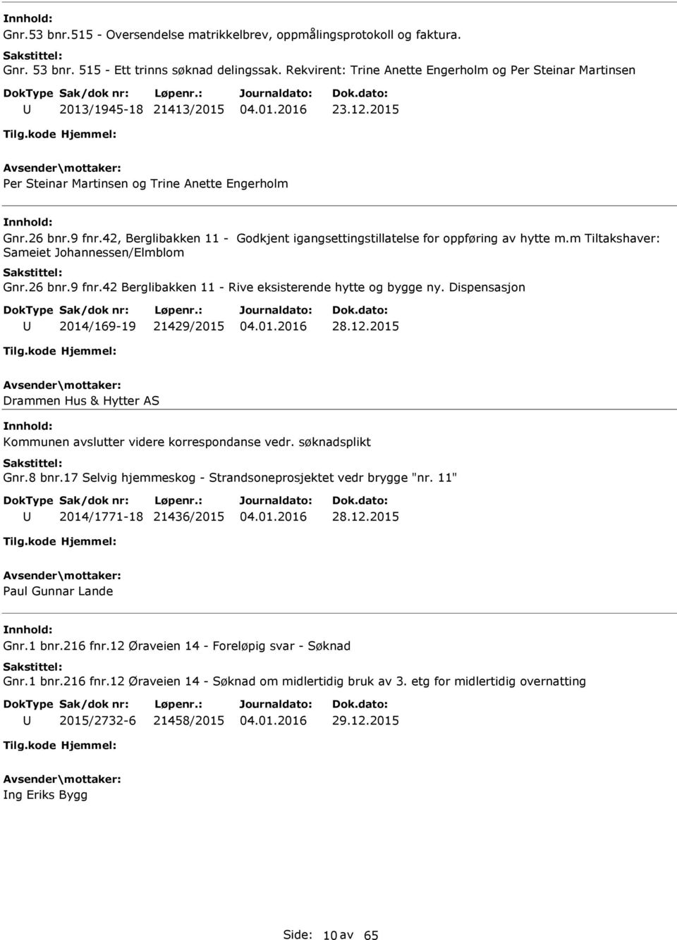 42, Berglibakken 11 - Godkjent igangsettingstillatelse for oppføring av hytte m.m Tiltakshaver: Sameiet Johannessen/Elmblom Gnr.26 bnr.9 fnr.42 Berglibakken 11 - Rive eksisterende hytte og bygge ny.