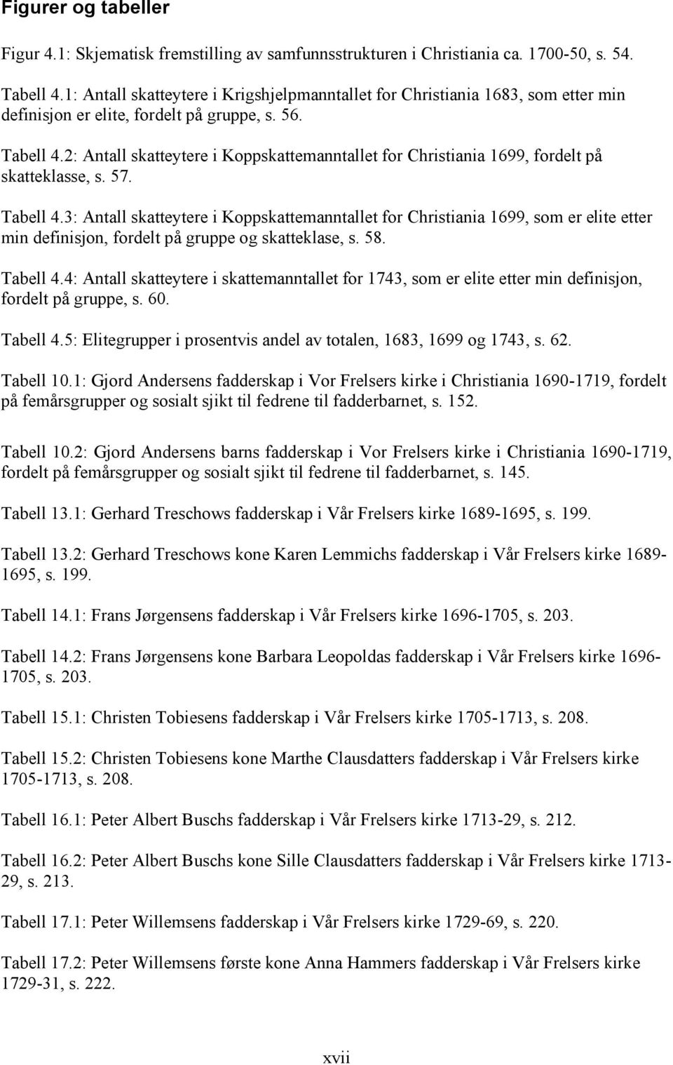 2: Antall skatteytere i Koppskattemanntallet for Christiania 1699, fordelt på skatteklasse, s. 57. Tabell 4.