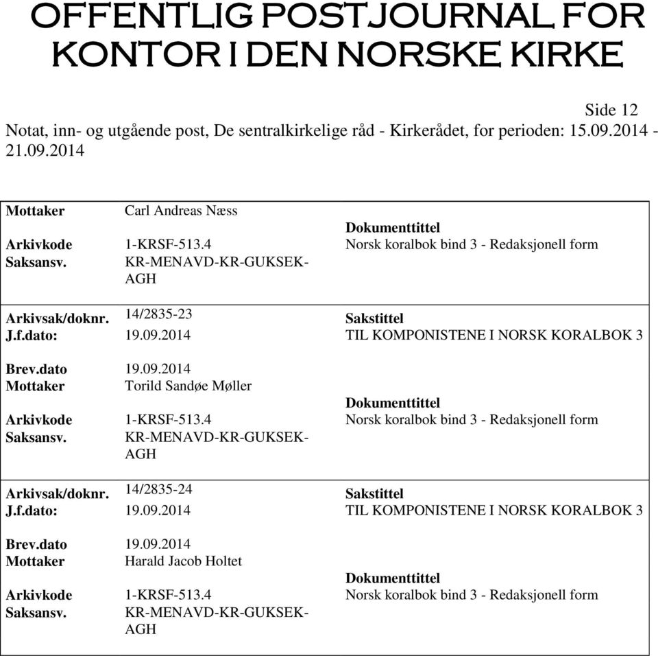 14/2835-23 Sakstittel Mottaker Torild