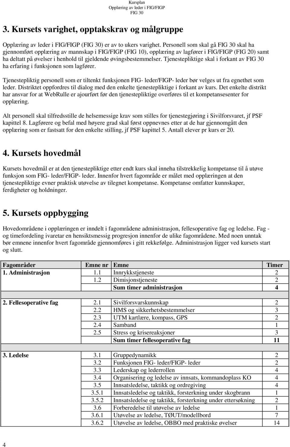 Tjenestepliktige skal i forkant av ha erfaring i funksjonen som lagfører. Tjenestepliktig personell som er tiltenkt funksjonen FIG- leder/figp- leder bør velges ut fra egnethet som leder.