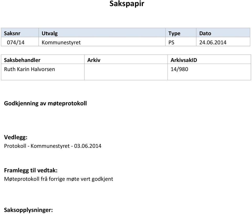 Godkjenning av møteprotokoll Vedlegg: Protokoll - Kommunestyret - 03.06.