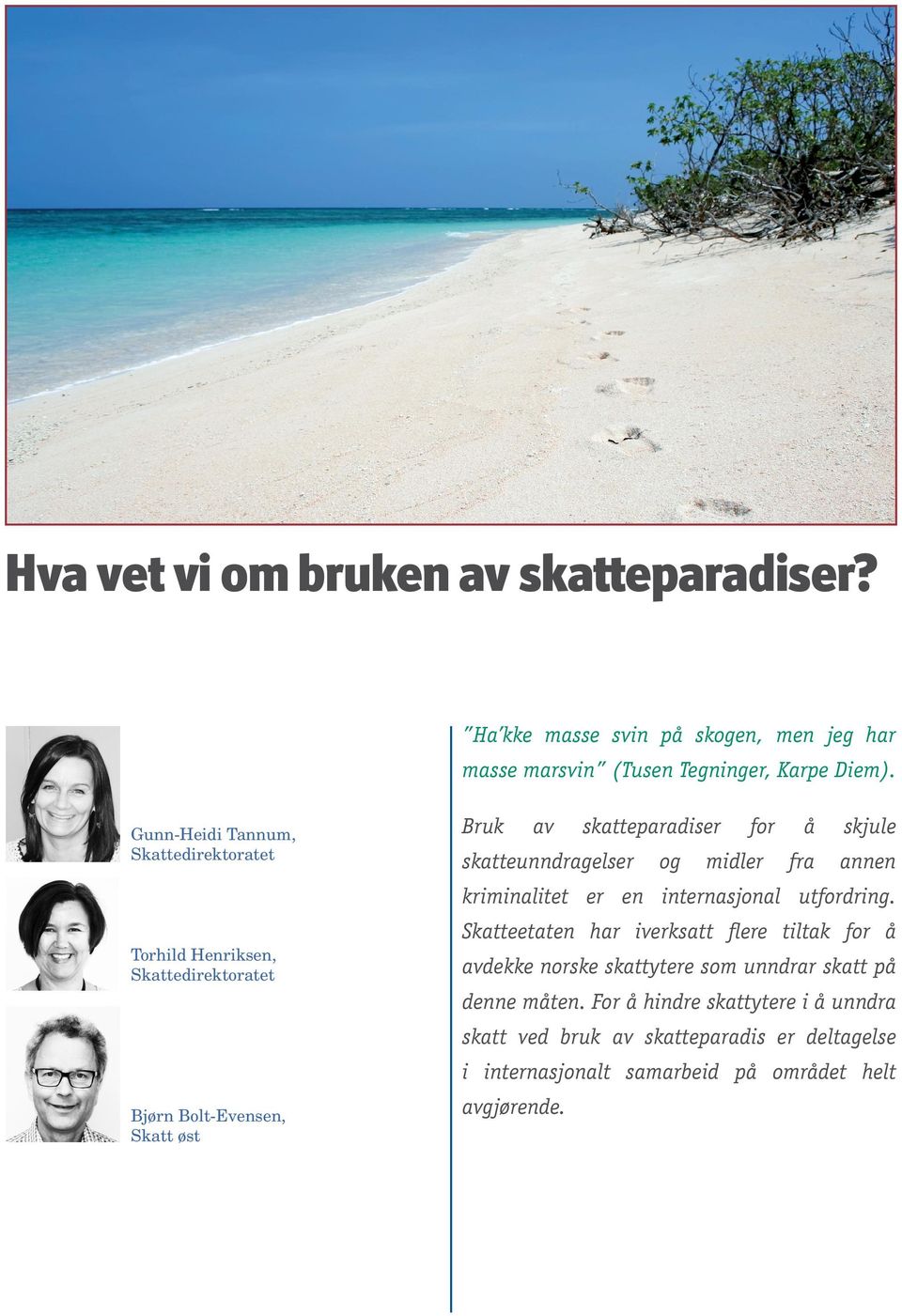 skatteunndragelser og midler fra annen kriminalitet er en internasjonal utfordring.