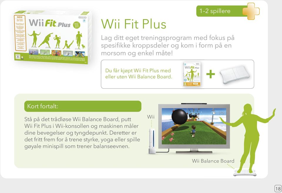 Kort fortalt: Stå på det trådløse Wii Balance Board, putt Wii Fit Plus i Wii-konsollen og maskinen måler dine