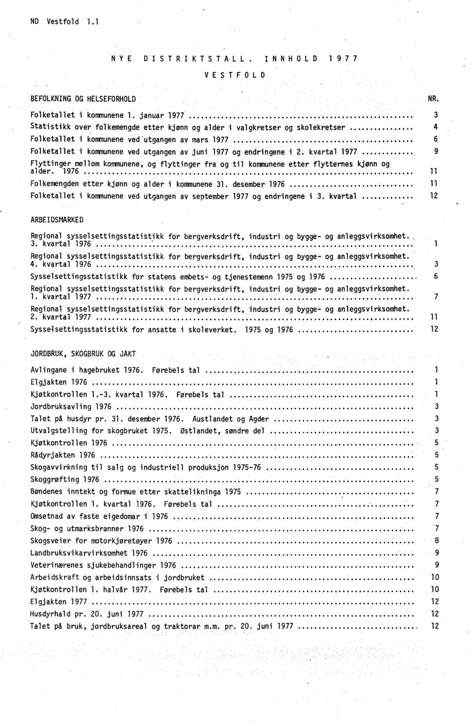 1977 Folketallet i kommunene ved utgangen av juni 1977 og endringene i 2. kvartal 1977 9 Flyttinger mellom kommunene, og flyttinger fra og til kommunene etter flytternes kjønn og, alder.