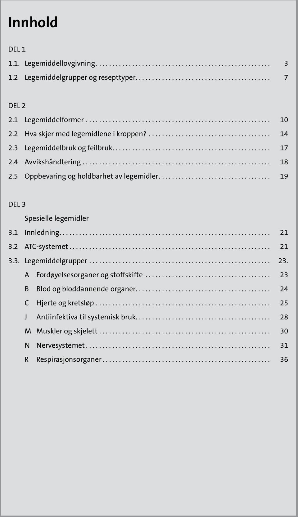 ... 21 3.2 ATC-systemet... 21 3.3. Legemiddelgrupper... 23. A Fordøyelsesorganer og stoffskifte... 23 B Blod og bloddannende organer.... 24 C Hjerte og kretsløp.