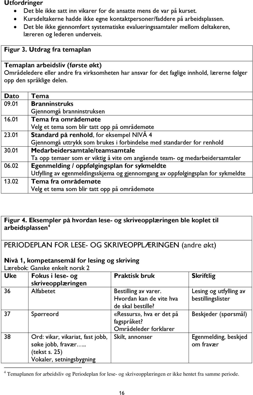 Utdrag fra temaplan Temaplan arbeidsliv (første økt) Områdeledere eller andre fra virksomheten har ansvar for det faglige innhold, lærerne følger opp den språklige delen. Dato Tema 09.