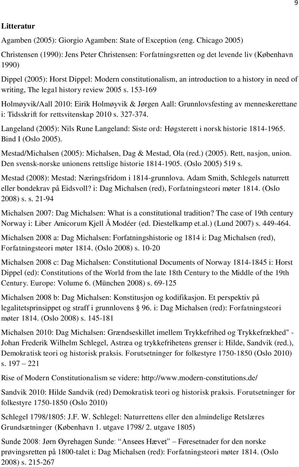 need of writing, The legal history review 2005 s. 153-169 Holmøyvik/Aall 2010: Eirik Holmøyvik & Jørgen Aall: Grunnlovsfesting av menneskerettane i: Tidsskrift for rettsvitenskap 2010 s. 327-374.