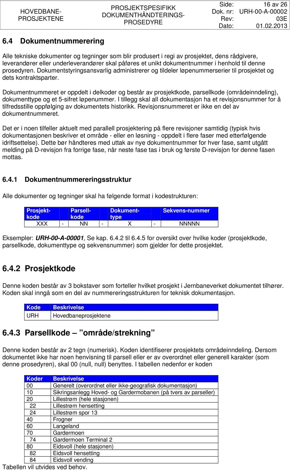 henhold til denne prosedyren. Dokumentstyringsansvarlig administrerer og tildeler løpenummerserier til prosjektet og dets kontraktsparter.