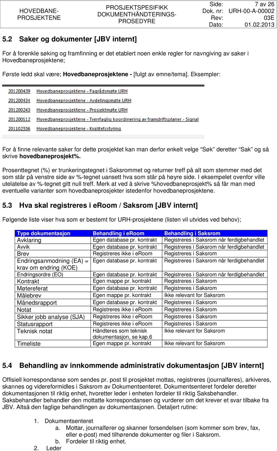 - [fulgt av emne/tema]. Eksempler: For å finne relevante saker for dette prosjektet kan man derfor enkelt velge Søk deretter Sak og så skrive hovedbaneprosjekt%.