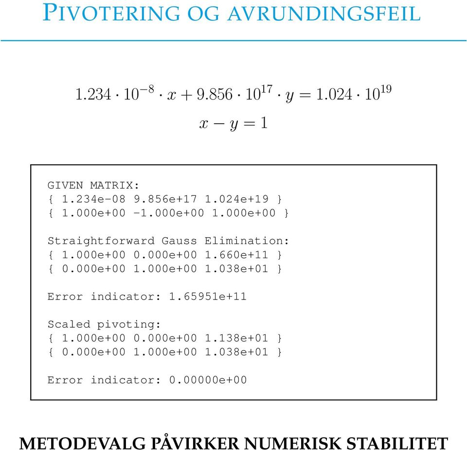 000e+00 1.660e+11 } { 0.000e+00 1.000e+00 1.038e+01 } Error indicator: 1.65951e+11 Scaled pivoting: { 1.