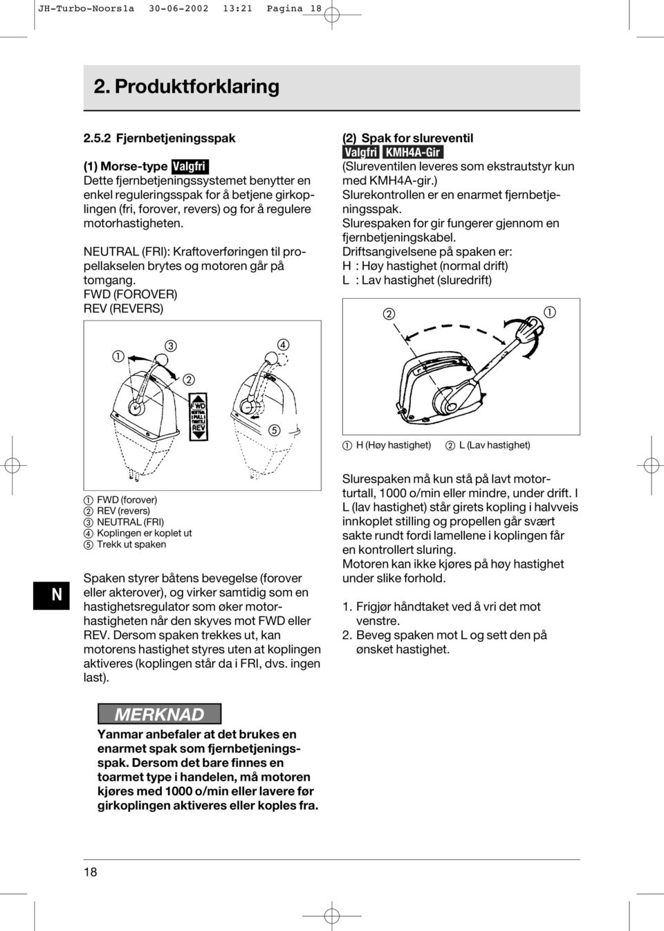 EUTRAL (FRI): Kraftoverføringen til propellakselen brytes og motoren går på tomgang.