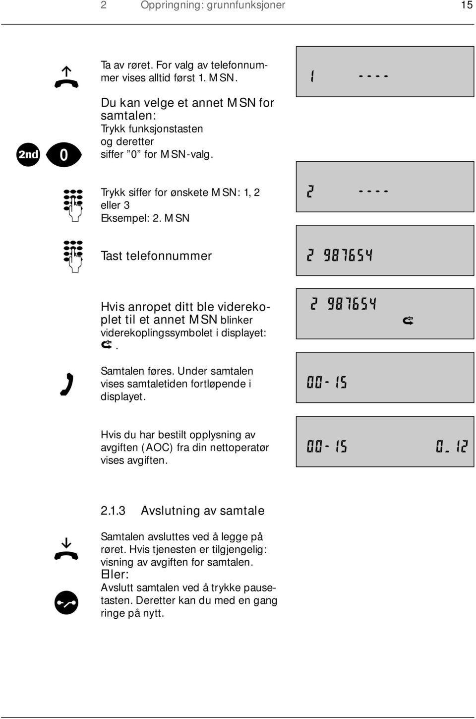 MSN Tast telefonnummer Hvis anropet ditt ble viderekoplet til et annet MSN blinker viderekoplingssymbolet i displayet:. Samtalen føres.