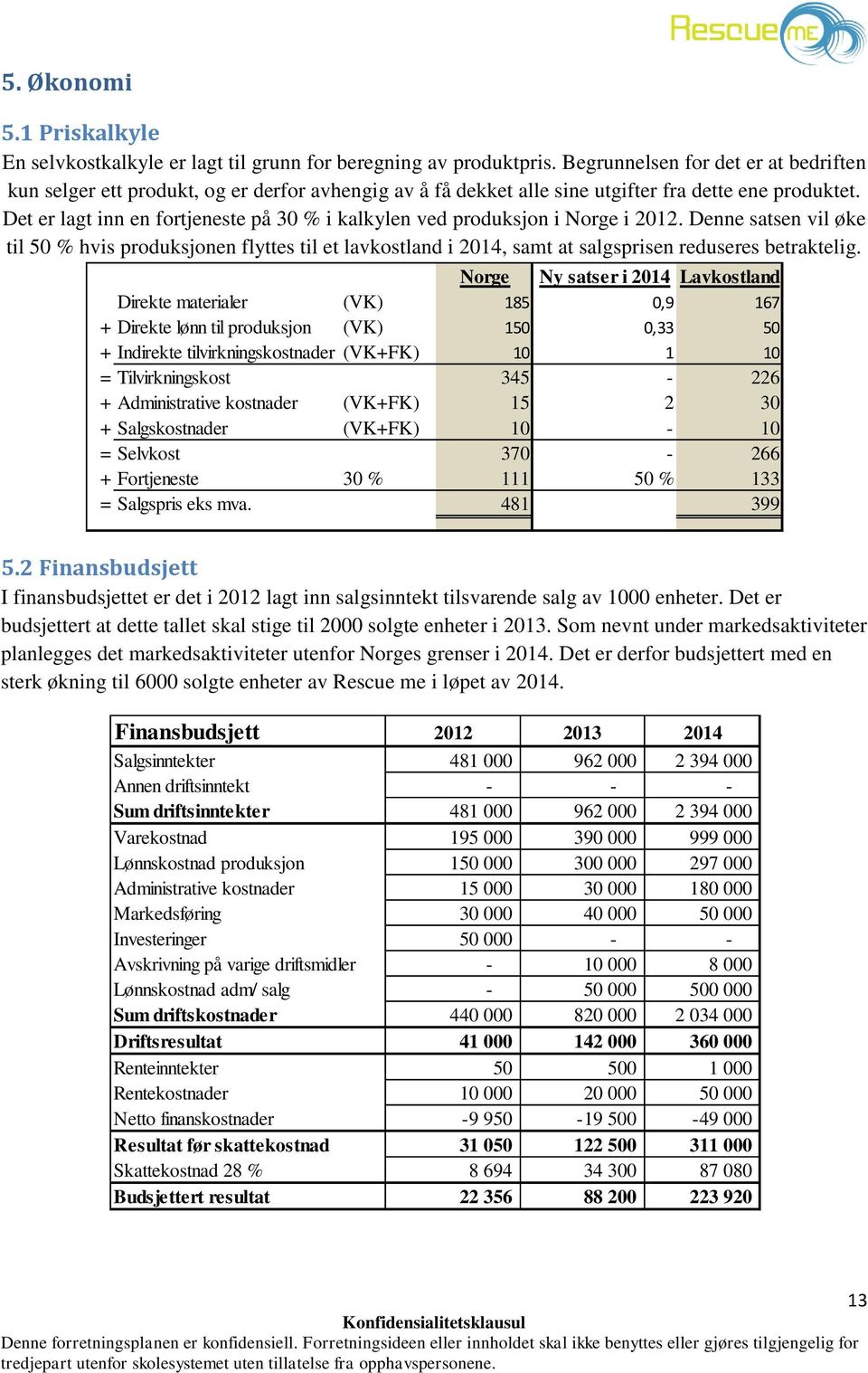 Det er lagt inn en fortjeneste på 30 % i kalkylen ved produksjon i Norge i 2012.