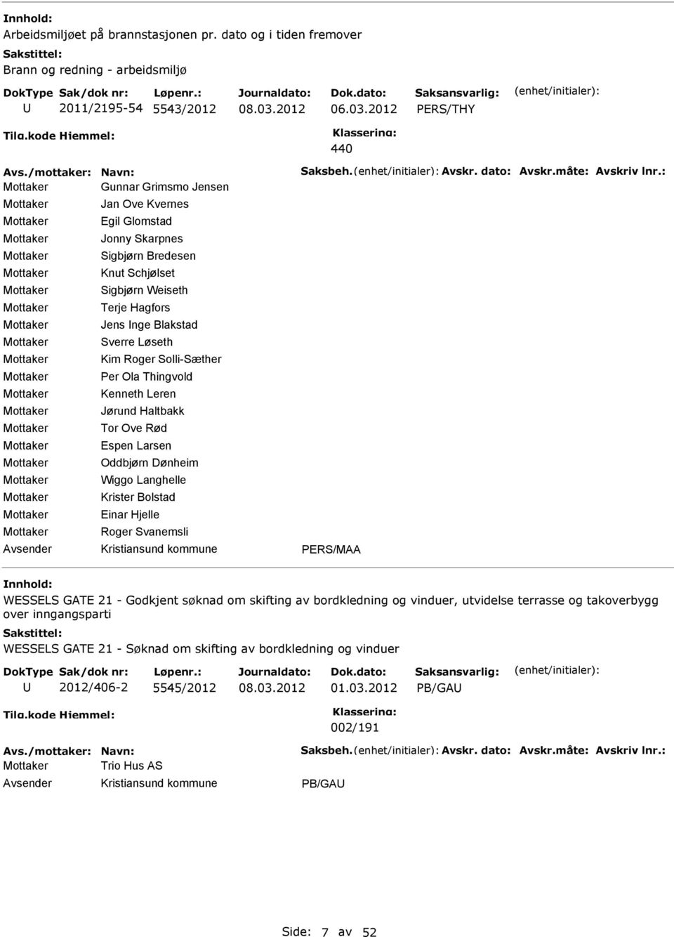 Thingvold Kenneth Leren Jørund Haltbakk Tor Ove Rød spen Larsen Oddbjørn Dønheim Wiggo Langhelle Krister Bolstad inar Hjelle Roger Svanemsli PRS/MAA WSSLS GAT 21 - Godkjent søknad om skifting av