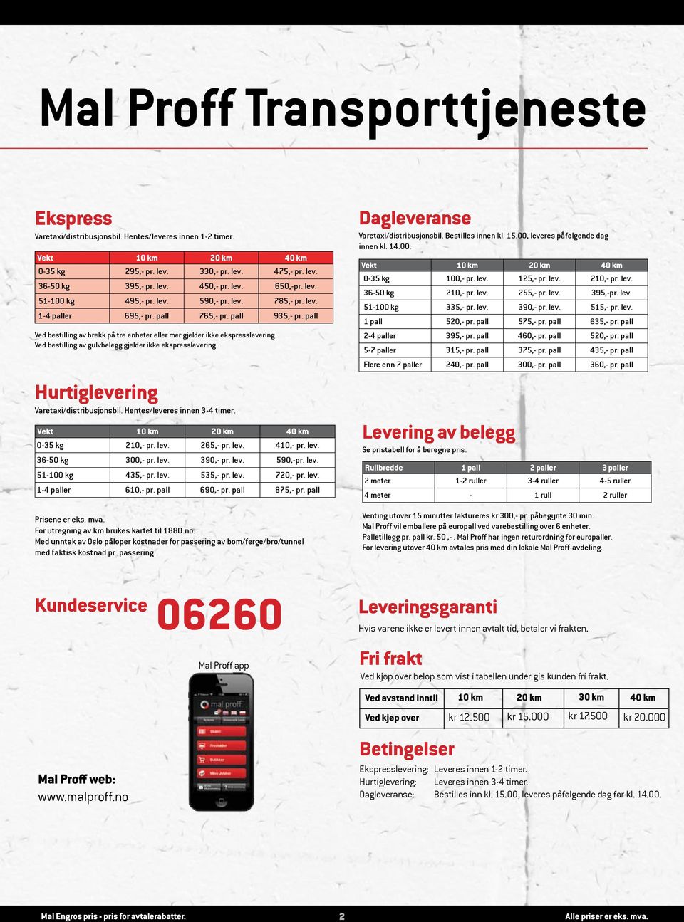 pall Ved bestilling av brekk på tre enheter eller mer gjelder ikke ekspresslevering. Ved bestilling av gulvbelegg gjelder ikke ekspresslevering. Hurtiglevering Varetaxi/distribusjonsbil.