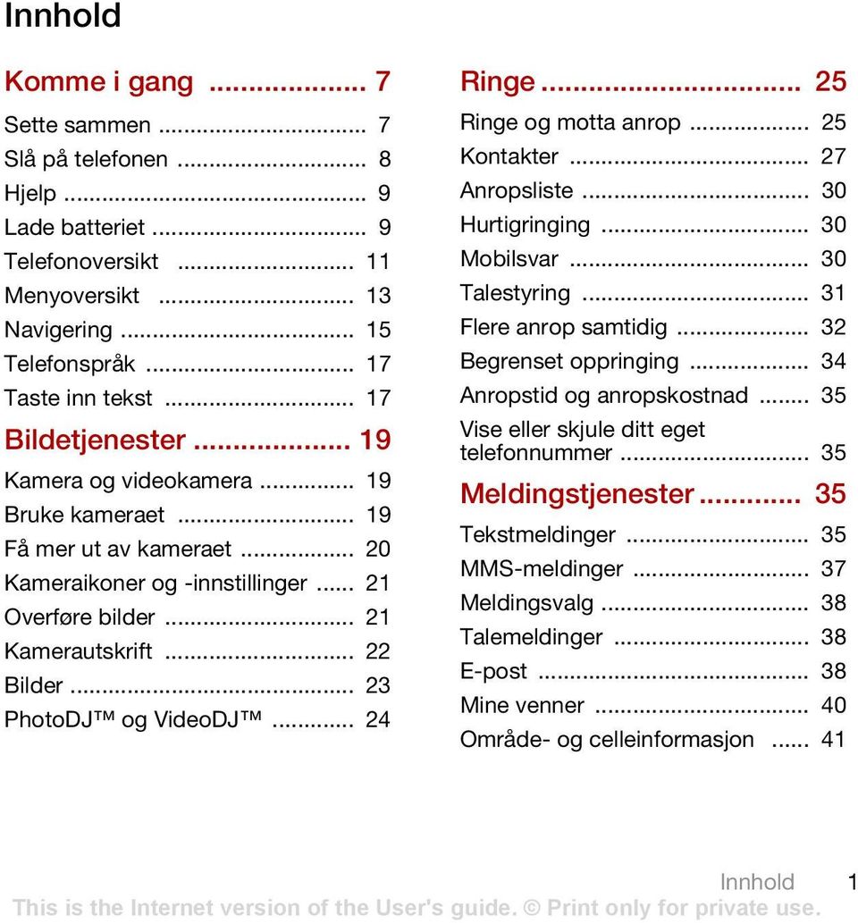 .. 23 PhotoDJ og VideoDJ... 24 Ringe... 25 Ringe og motta anrop... 25 Kontakter... 27 Anropsliste... 30 Hurtigringing... 30 Mobilsvar... 30 Talestyring... 31 Flere anrop samtidig.