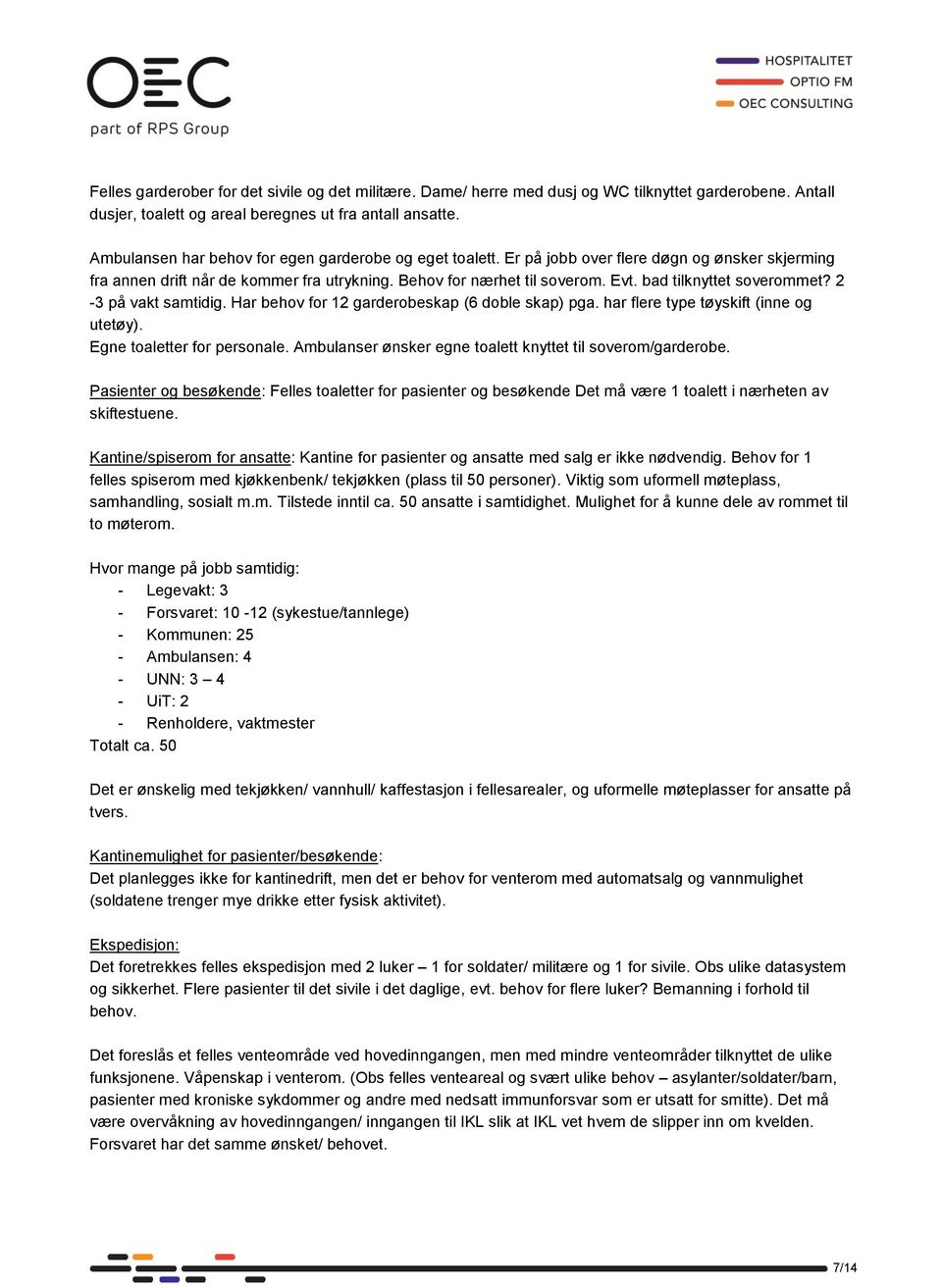 bad tilknyttet soverommet? 2-3 på vakt samtidig. Har behov for 12 garderobeskap (6 doble skap) pga. har flere type tøyskift (inne og utetøy). Egne toaletter for personale.